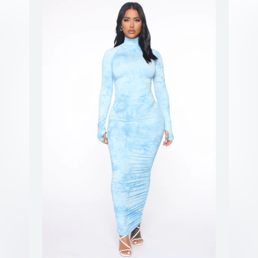 Want To Be Me Tie Dye Maxi Dress - Blue | Fashion Nova